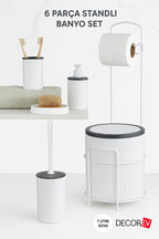 STANDLI 6'LI FAYDA BANYO SETİ ANTRASİT RENK KAPAK (9 DESİ) DC6761 – Banyo Seti