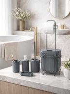 Decorev STANDLI BANYO SETİ DC-6806 ECO 5 PRÇ GRİ – Banyo Setleri