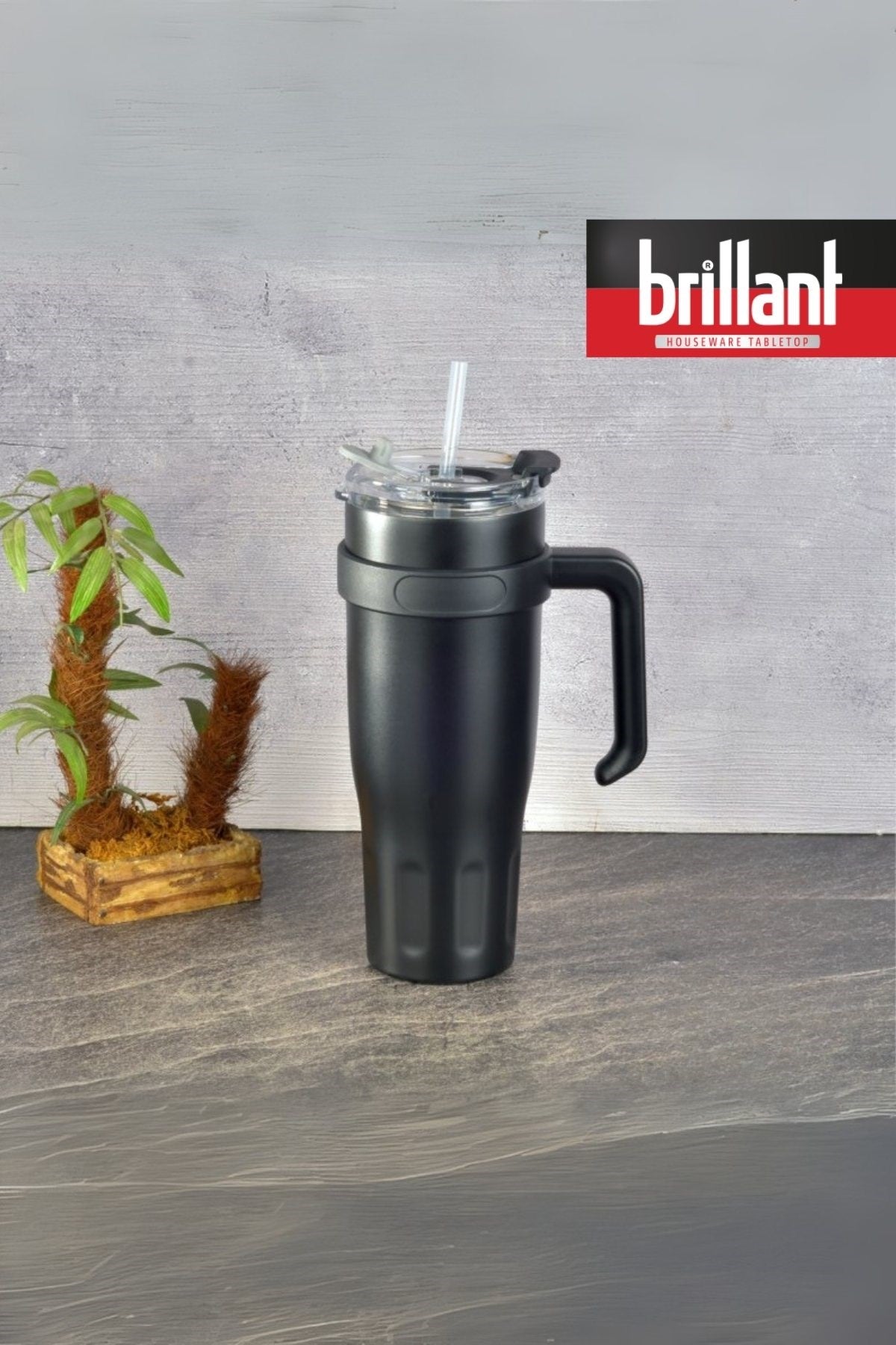 Brillant H20 1200ml Termos Kupa Pipetli | Siyah ( Evde, arabada, ofiste, sporda – Çok Satanlar