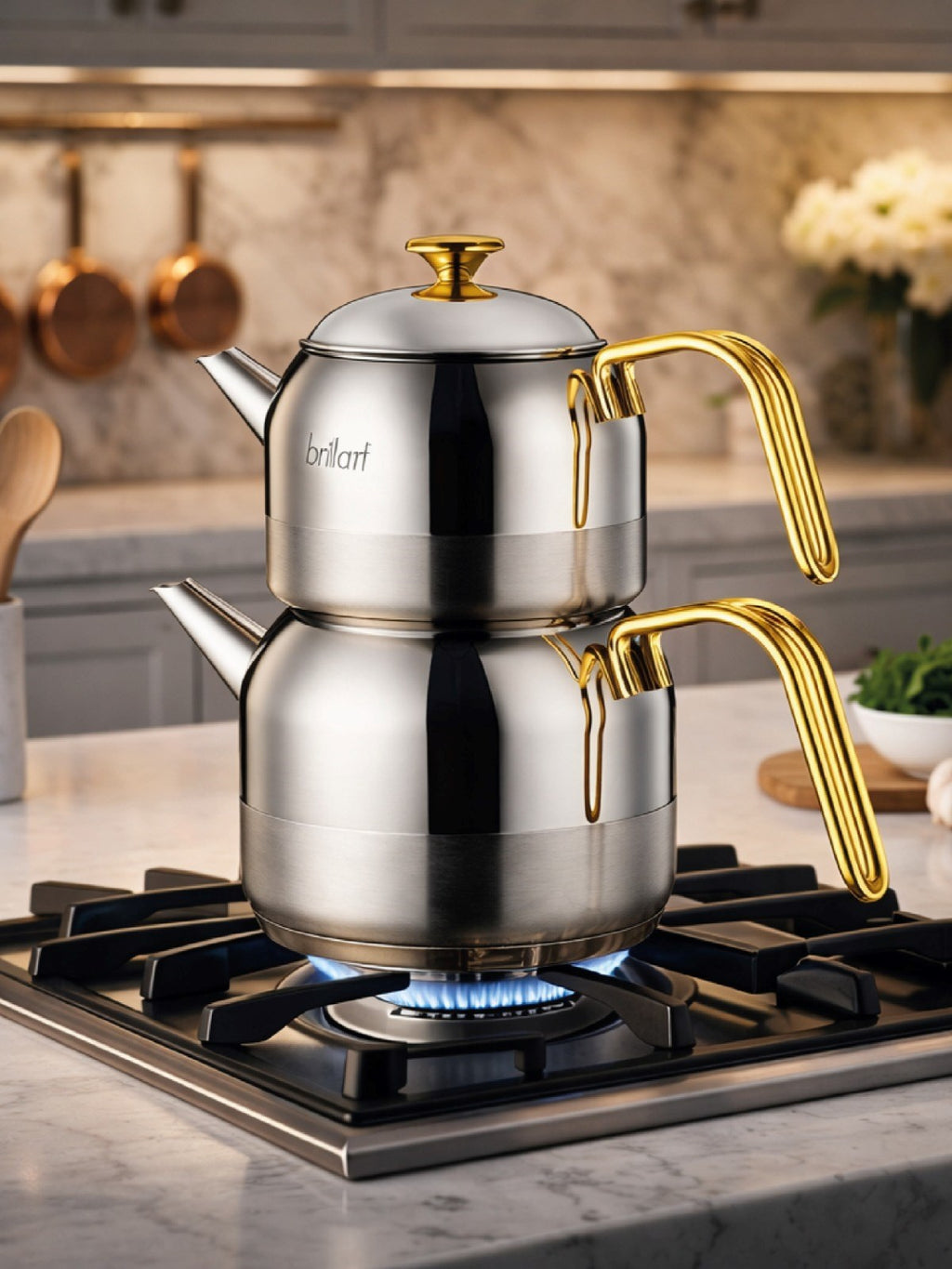 Brillant ÇAYDANLIK ÇYD-7144 MİNA AİLE İNOX GOLD KULP – Diğer Çaydanlık