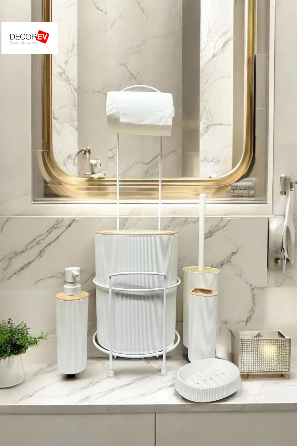 DECOREV STANDLI WC - BANYO SETİ DC-6348 VEST 5Prc BEYAZ x1