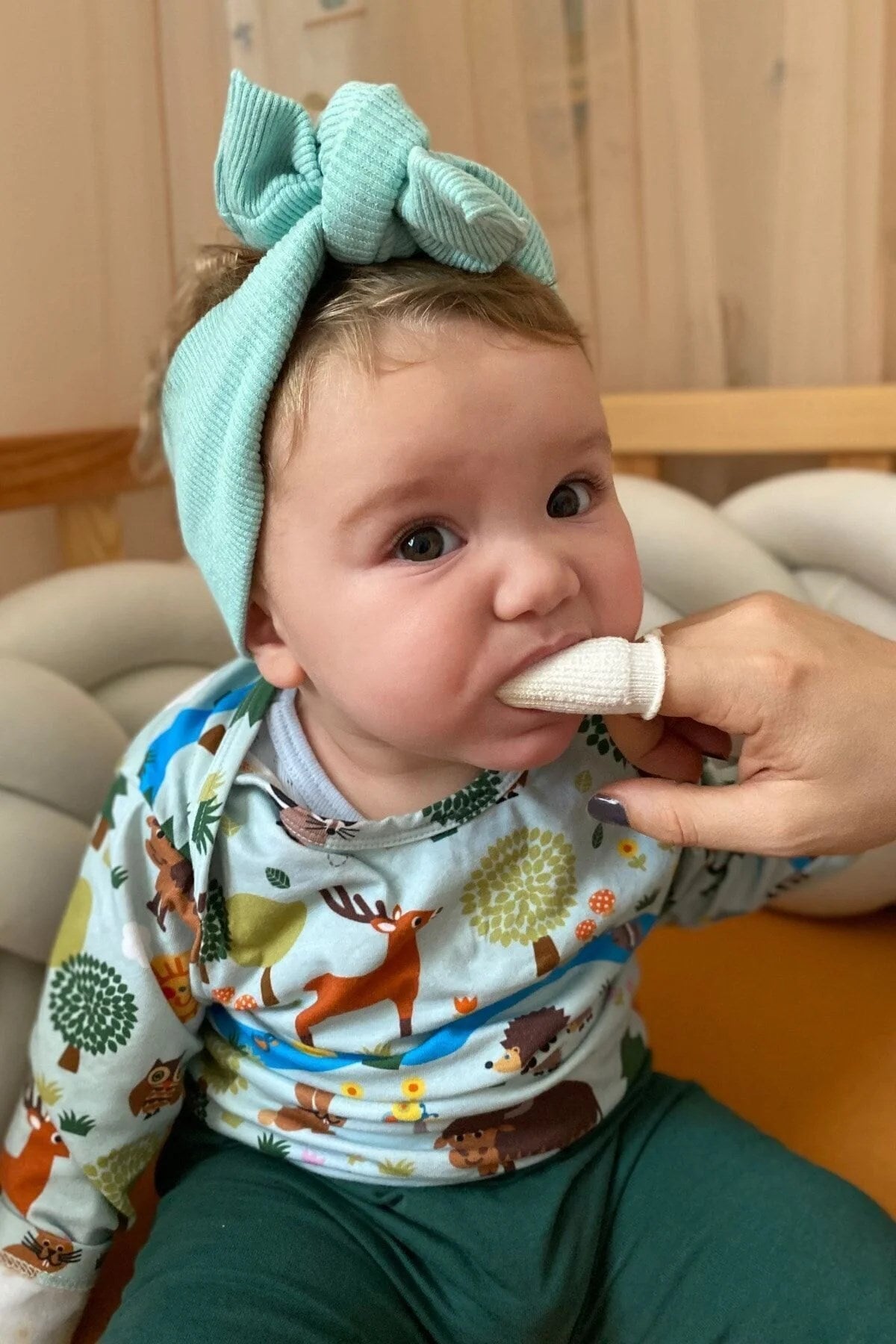 Bebek Ağız Bakım Parmaklığı - Gümüş Iyonlu Pamukçuk Önleyici Bebek Diş Temizleyi