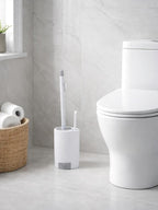 Modern Çizgili Tuvalet Fırçası ve Standı – Kapalı Hazneli, Şık WC Fırçası Seti VICHY-7039 – Tuvalet Fırçası