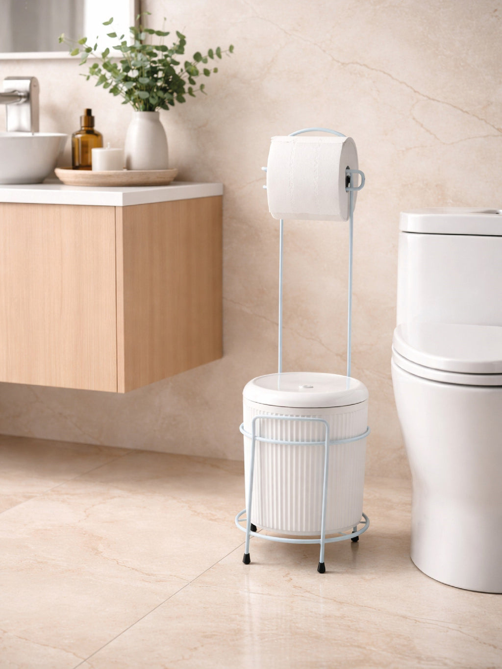 DECOREV STANDLIÇÖP KOVASI DC-6800 5 LT YUVARLAK CLİCK KAPAK BEYAZ .