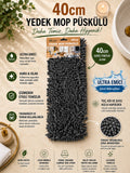 Yedek Mop Püskülü 40 Cm Şönil Mikrofiber Mop Başlığı Ultra Emici Yıkanabilir Bez VICHY-7035 