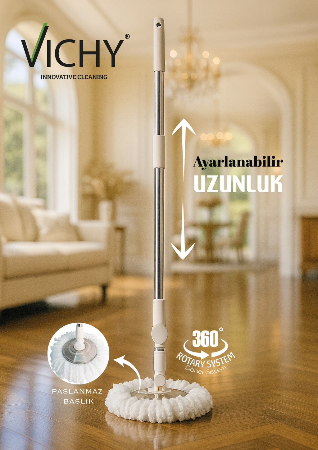 VICHY SAP SETİ VCH-6681 3LÜ SET x25 PASLANMAZ ÇELİK BAŞLIK – Mop Paspas Yedek Ekipmanları