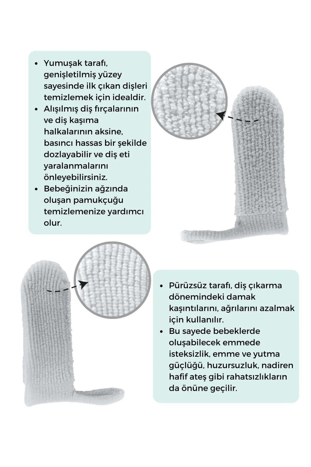 Bebek Ağız Bakım Parmaklığı - Gümüş Iyonlu Pamukçuk Önleyici Bebek Diş Temizleyi