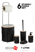 Decorev STANDLI WC - BANYO SETİ DC-6361 FYD 5Prc SİYAH – Banyo Setleri