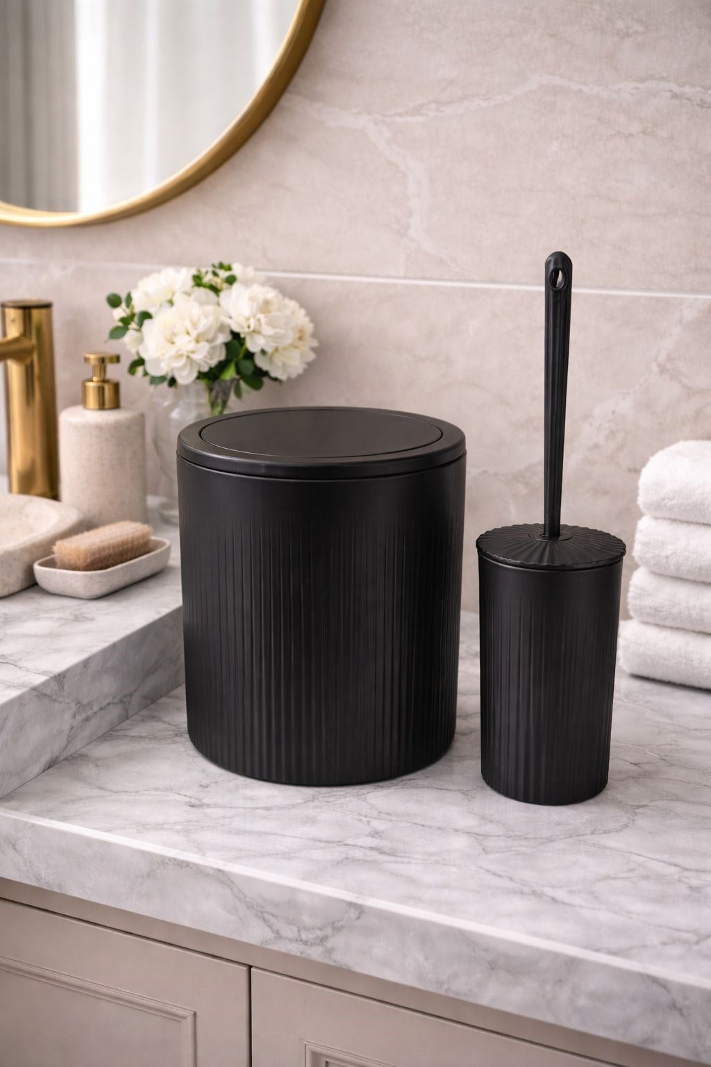 2’li Banyo Seti Çöp Kovası ve Tuvalet Fırçası –DC-6879