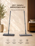 Çift Taraflı Mikrofiber Makarna Mop 360° Döner Başlıklı Islak Kuru Temizlik Mopu Yıkanabilir Bezli VICHY-7029  40CM HAREKETLİ