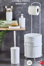 Decorev BANYO SETİ DC- 6762 FYD 6Prç BEYAZ ÇERÇEVELİ STANDLI – Banyo Setleri