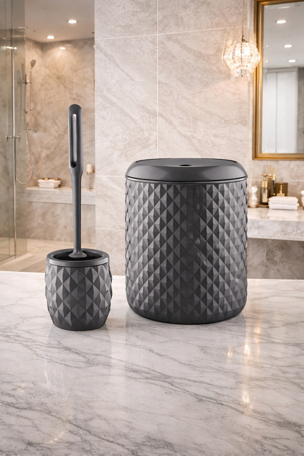 Ananas Desenli 2’li Banyo  Kovası ve Tuvalet Fırçası Seti 