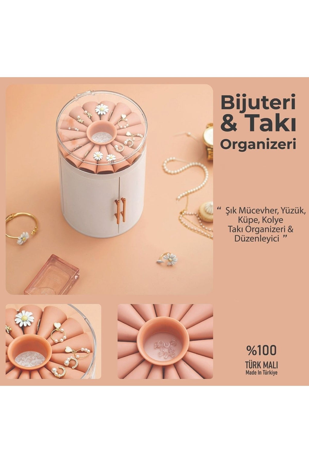 Lüks Çekmeceli Takı Organizeri Kutusu Kapaklı Aksesuar Takı Mücevher Düzenleyici
