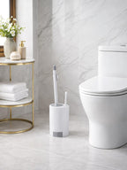 Modern Çizgili Tuvalet Fırçası ve Standı – Kapalı Hazneli, Şık WC Fırçası Seti VICHY-7039