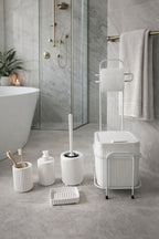 6'LI KARE STANDLI BEYAZ BANYO SETİ ECO DC-6808