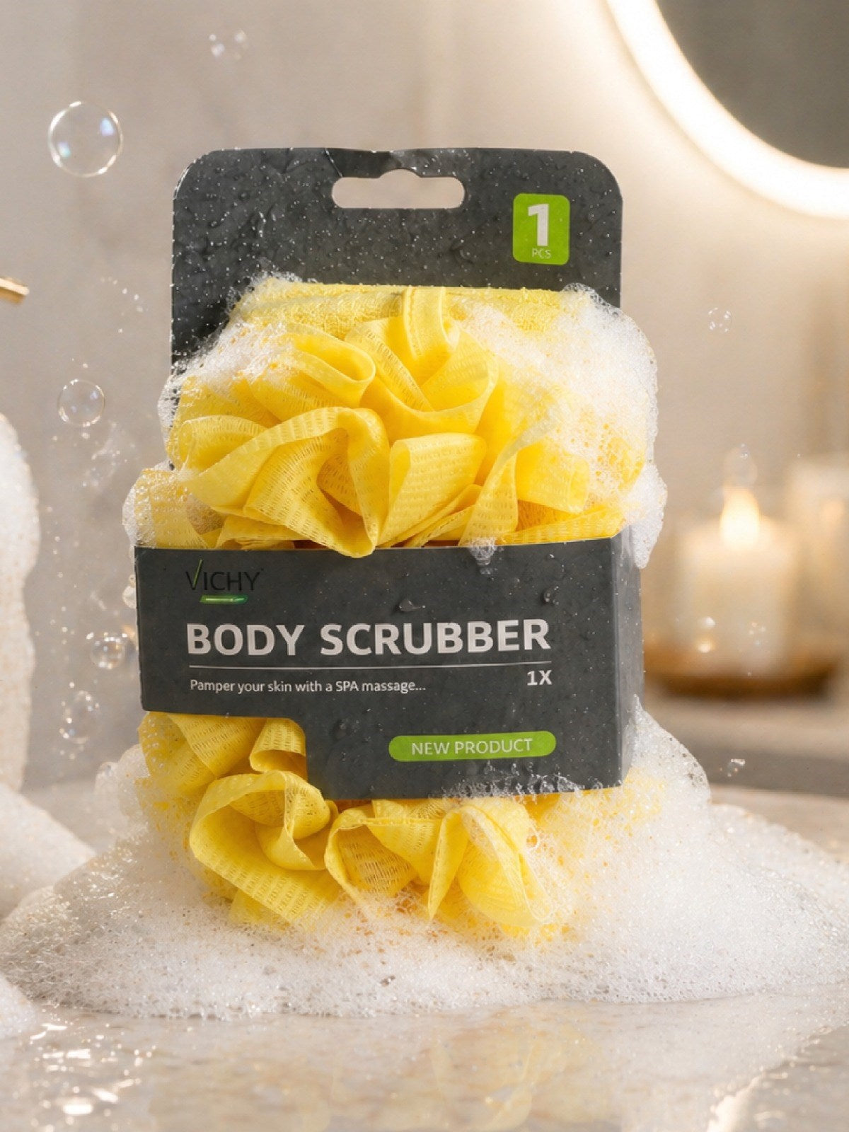 Banyo Lif Süngeri Body Scrubber Köpük Artırıcı Duş Lifi Vücut Temizleme VCHY-6984 SARI