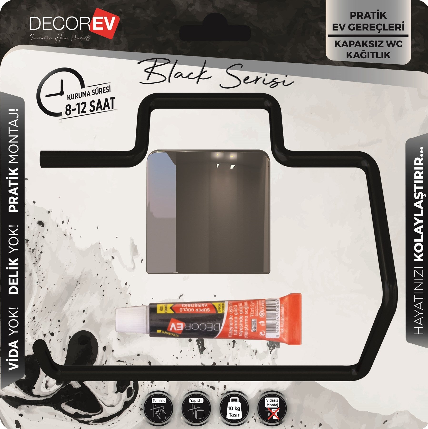 DECOREV TUVALET KAĞITLIK DC-5056 SİYAH KAPAKSIZ  