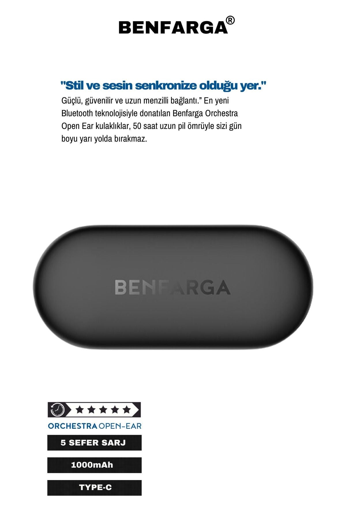 Orchestra Bluetooth Kablosuz Kulaklık, 50 Saat Oynatma Süresi, Bluetooth 5.3, Ku