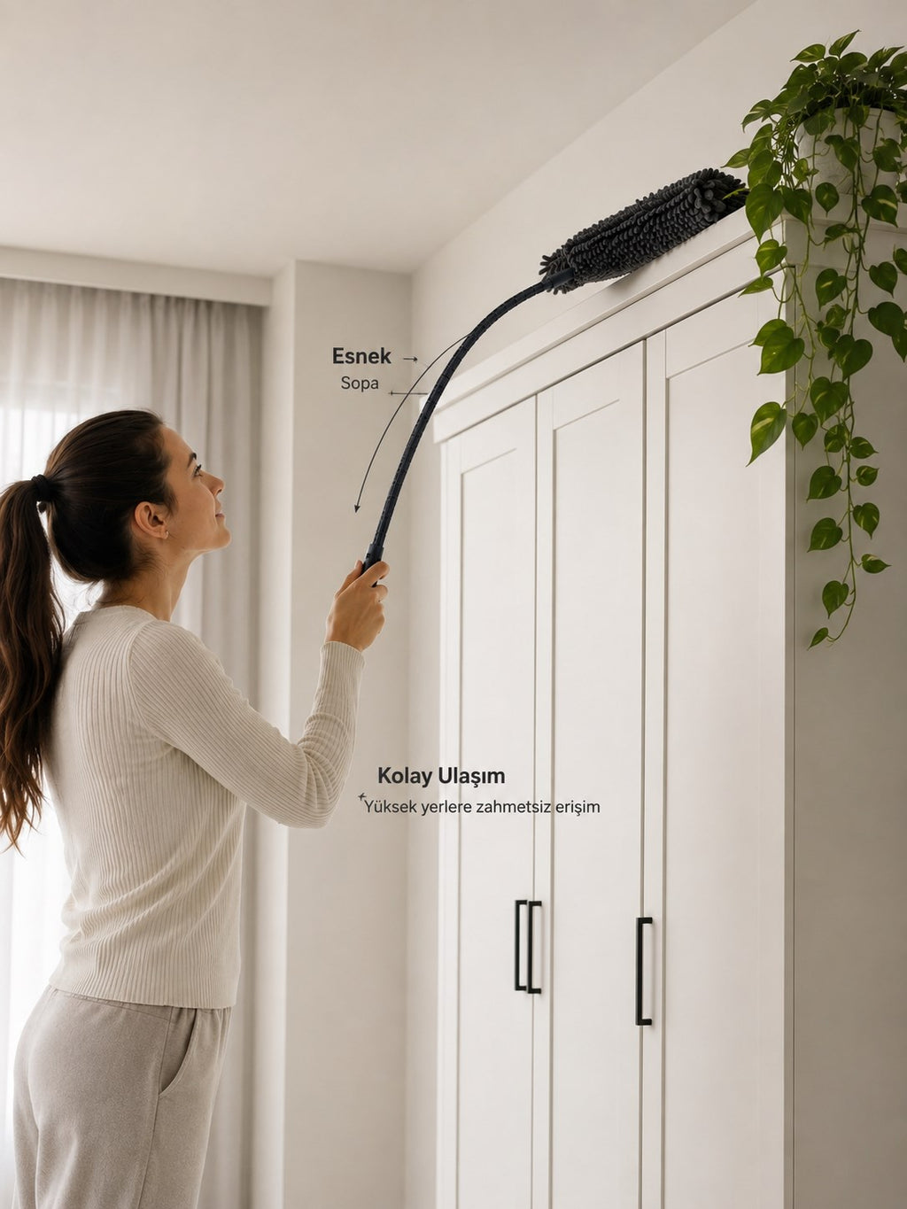 Çift Taraflı Mikrofiber Makarna Mop 360° Döner Başlıklı Islak Kuru Temizlik Mopu Yıkanabilir Bezli VICHY-7029  40CM HAREKETLİ
