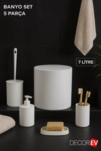 FAYDA 5'Lİ BANYO SETİ DC- 6762  BEYAZ ÇERÇEVELİ KAPAK (4 desi)