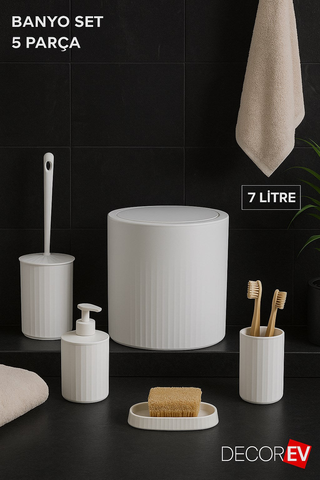 FAYDA 5'Lİ BANYO SETİ DC- 6762  BEYAZ ÇERÇEVELİ KAPAK (4 desi)
