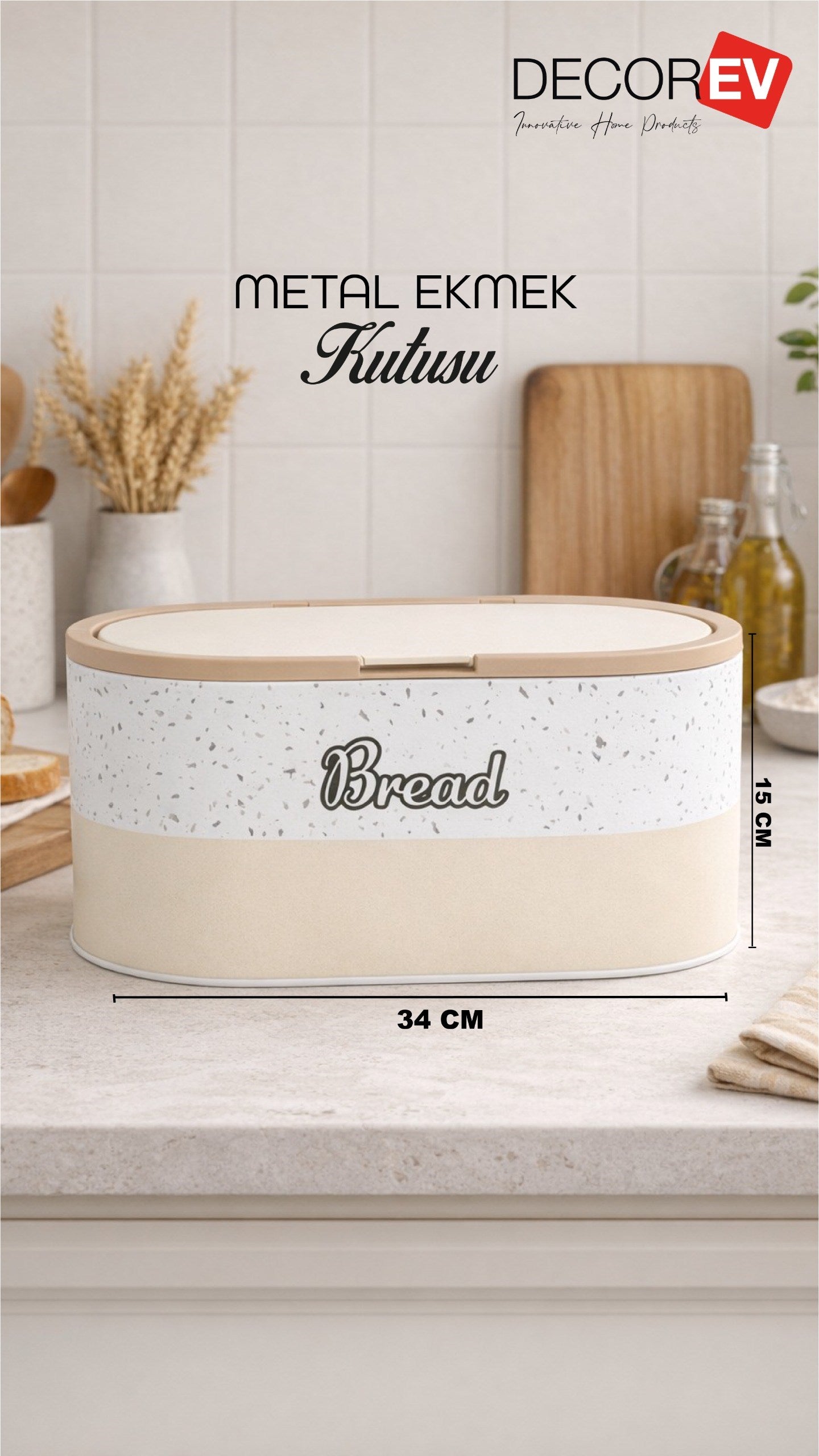 Decorev EKMEKLİK DC-7095 METAL PLASTİK KAPAKLI KREM – Ekmek Kutusu ve Sepeti