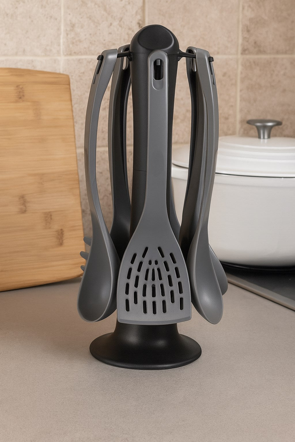 6'lı Soğuk Servis Seti – Askılı Sabit Standlı Servis Kaşığı ve Spatula Seti