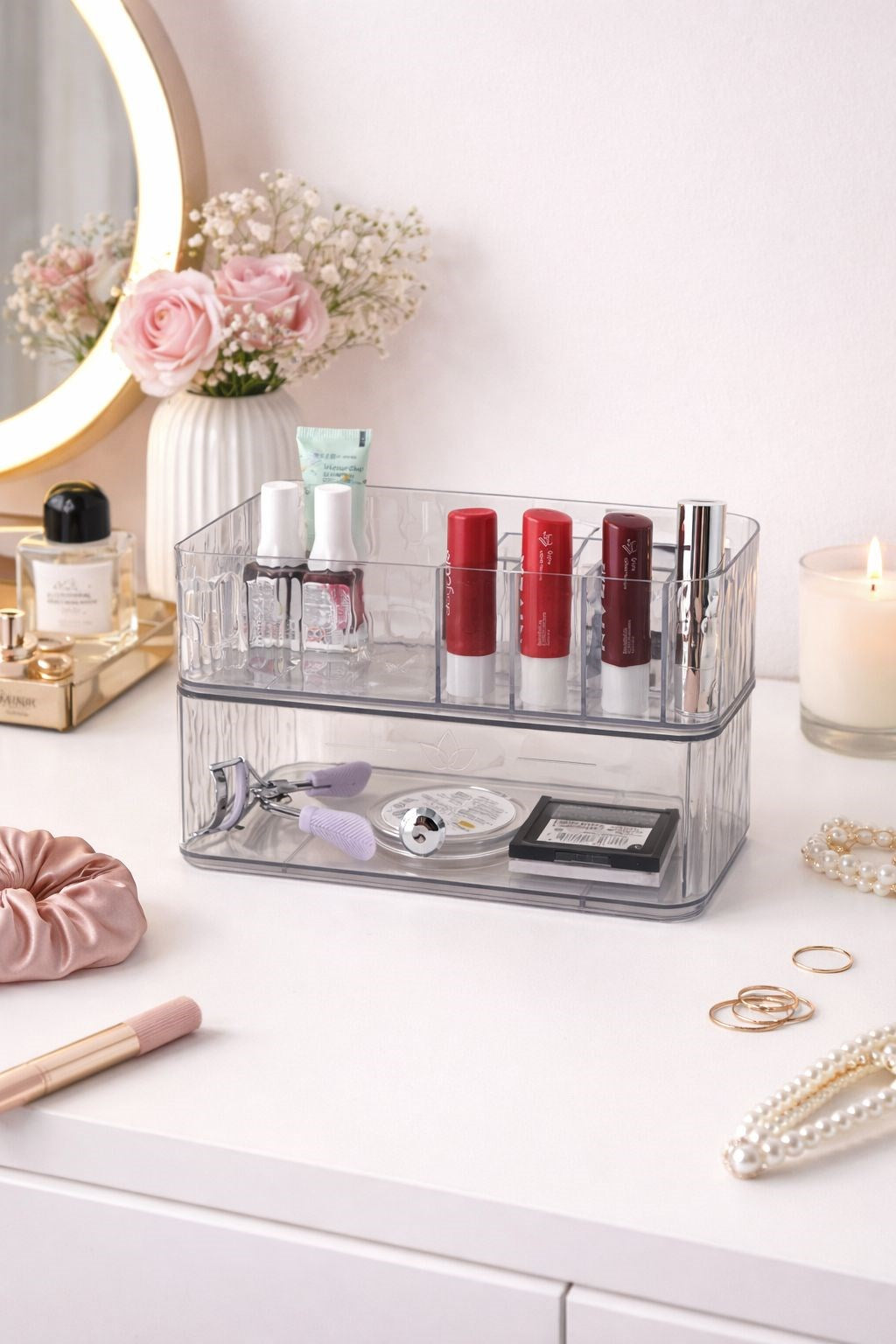 2Lİ ŞEFFAF MAKYAJ ORGANİZERİ SETİ