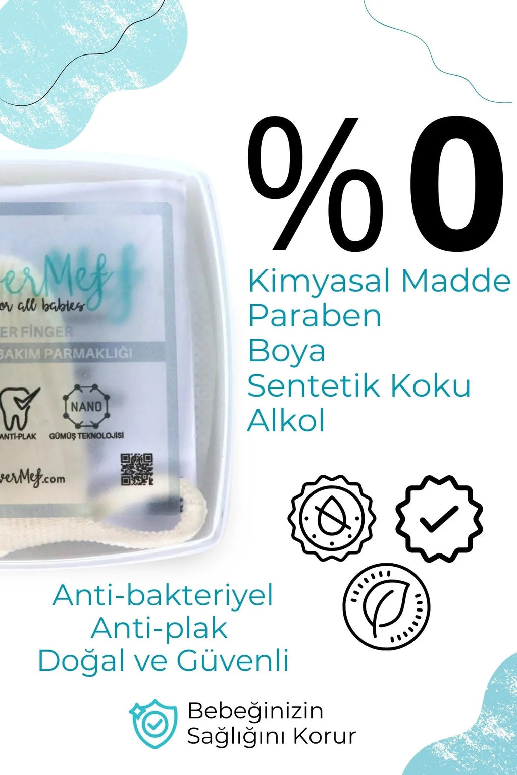Bebek Ağız Bakım Parmaklığı - Gümüş Iyonlu Pamukçuk Önleyici Bebek Diş Temizleyi