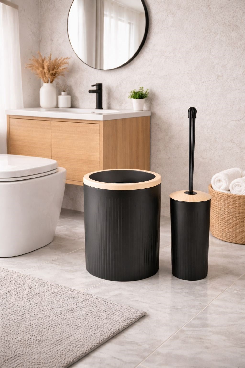 2’li Banyo Seti Çöp Kovası ve Tuvalet Fırçası –DC-6879