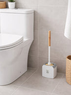 Ahşap Saplı Köşeli Tuvalet Fırçası ve Standı – Modern, Açık Hazneli WC Fırçası VICHY-7044 – Tuvalet Fırçası