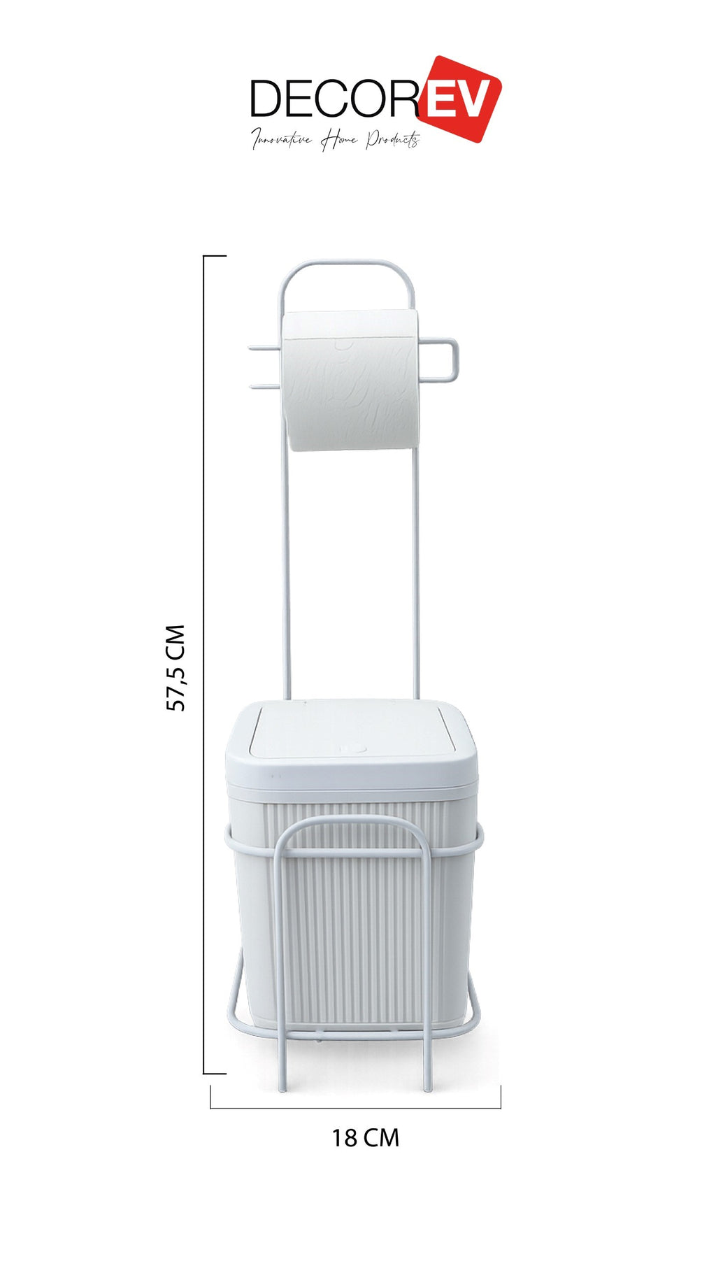 DECOREV ÇÖP KOVASI DC-6797 5 LT KARE CLİCK KAPAK STANDLIBEYAZ