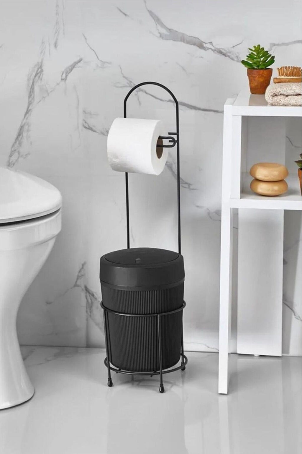 Decorev STANDLI WC KAĞITLIK DC-6319 ECO KOVALI SİYAH x1 – Banyo Setleri