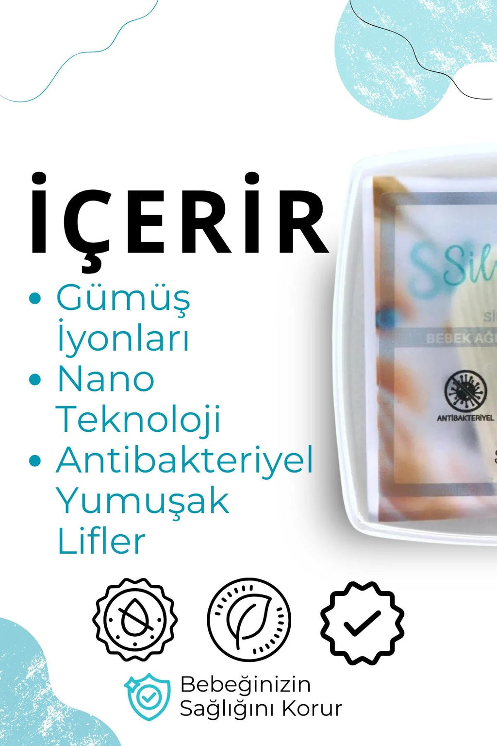Bebek Ağız Bakım Parmaklığı - Gümüş Iyonlu Pamukçuk Önleyici Bebek Diş Temizleyi