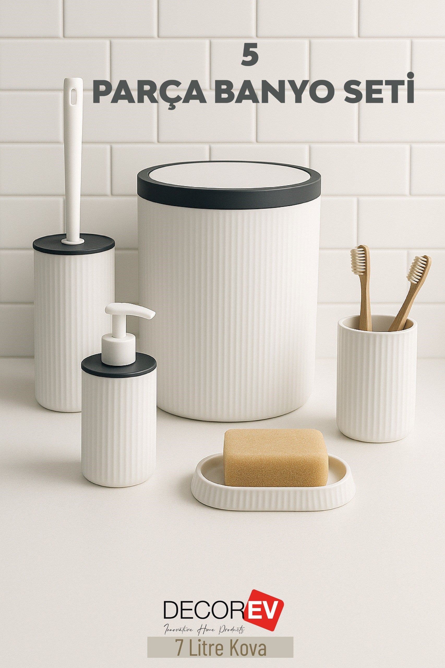 FAYDA 5'Lİ  BANYO SETİ ANTRASİT KAPAK DC-6761  (4 DESİ)