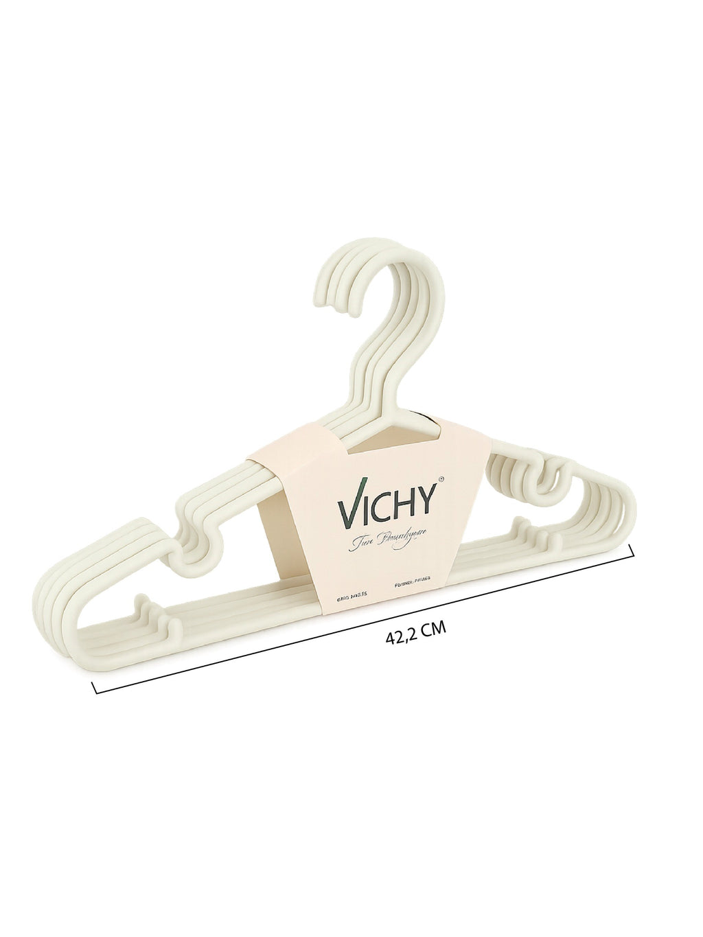 Vichy 5’li Kaymaz Çok Amaçlı Askı 42,2 cm – Krem Renk Elbise & Pantolon Askısı VCH-7018