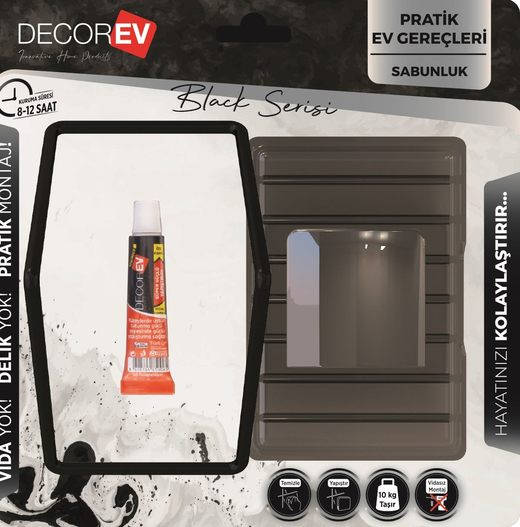 DECOREV SABUNLUK DC-5063 SİYAH PLASTİK HAZNE
