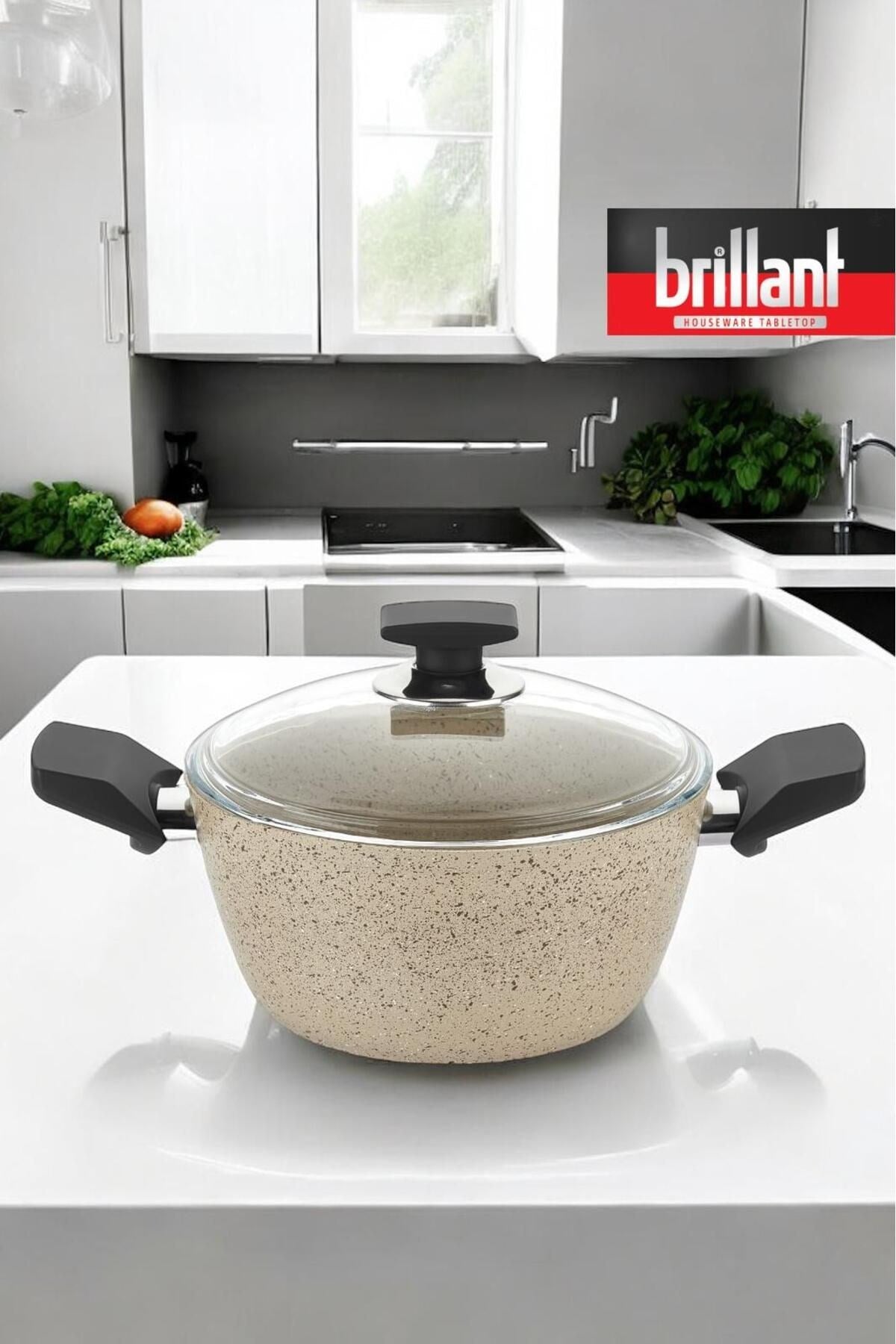 Brillant TENCERE EZM-TN-6269 PETRA DERİN 26cm KREM x4 – Tencere