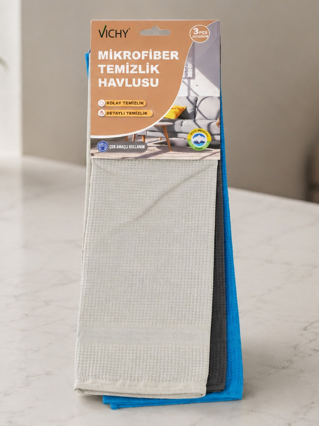 VICHY TEMİZLİK HAVLUSU VICHY-7030  M.FİİBER 3LÜ SET 
