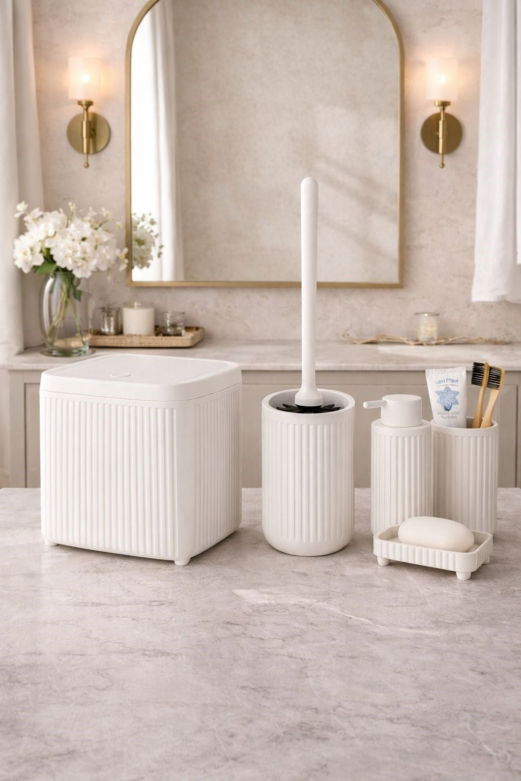 CLICK KAPAK BANYO SETİ DC-6803 BEYAZ (4 DESİ)