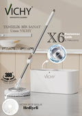 VICHY TEMİZLİK SETİ VCH-6677 X6 DÖNER BAŞLIKLI x6 – Paspas ve Mop