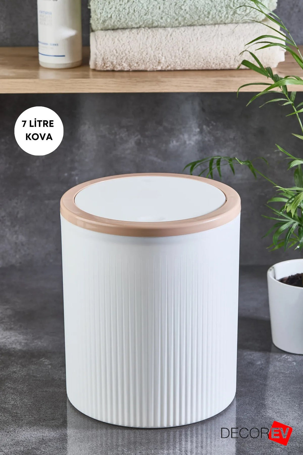 Lüks Ahşap Desenli Banyo Mutfak Çöp Kovası – Çöp Kovası