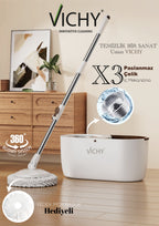 VICHY TEMİZLİK SETİ VCH-6675 X3 DÖNER BAŞLIKLI x6 – Paspas ve Mop