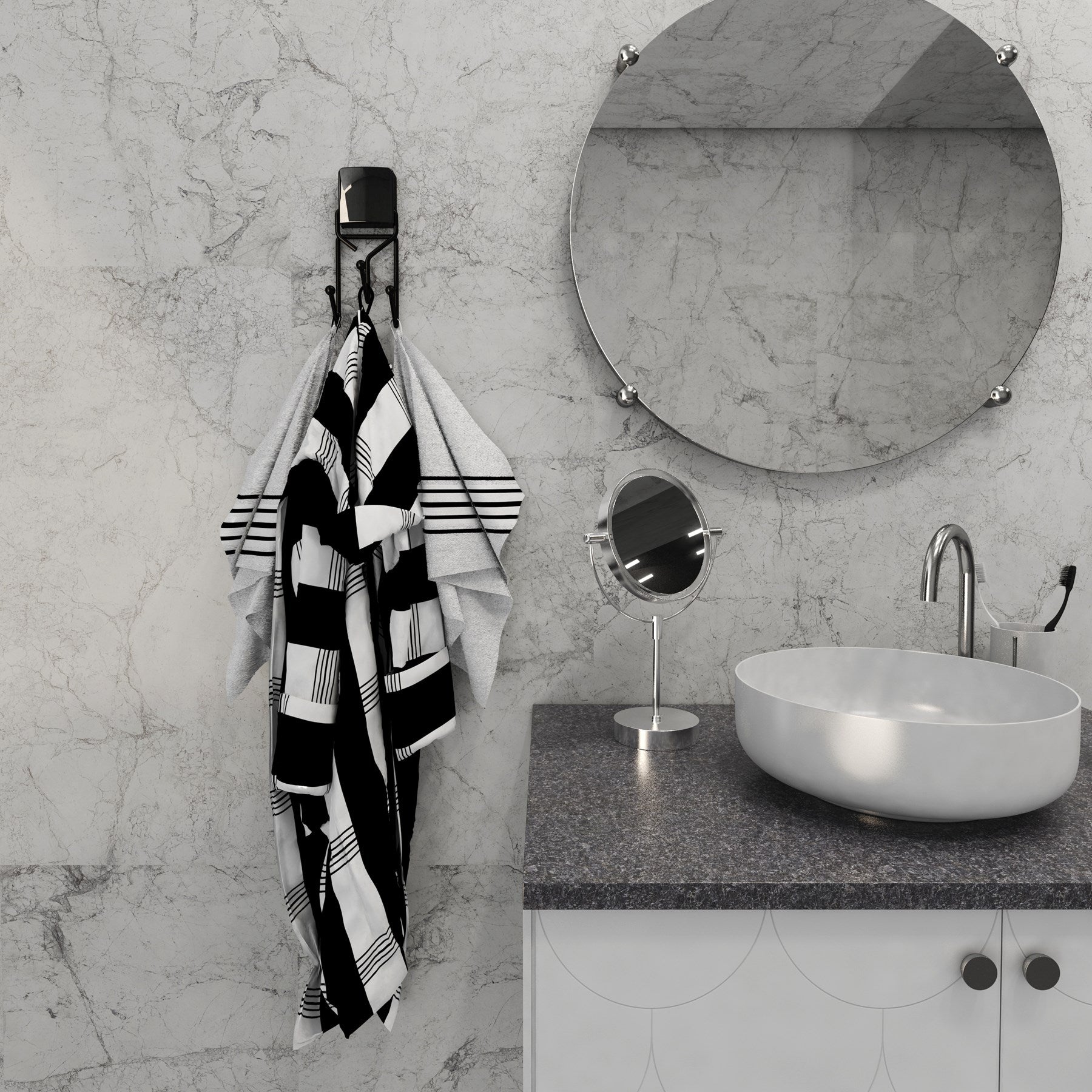Decorev METAL ASKI DC-5054 SİYAH ÜÇLÜ – Banyo Askısı